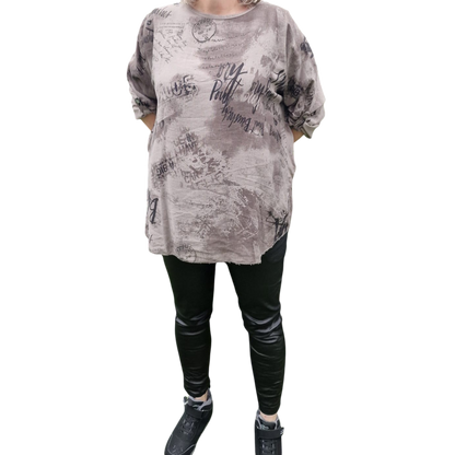 Blusenshirt taupe gemustert