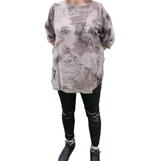 Blusenshirt taupe gemustert