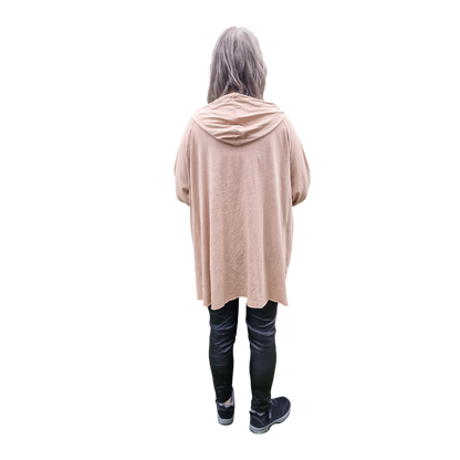 Langarmshirt mit Kapuze Leoprint Vokuhilaschnitt
