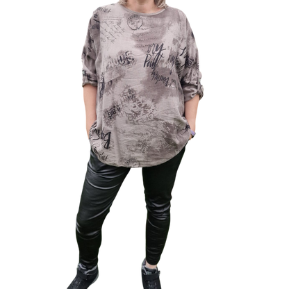 Blusenshirt taupe gemustert