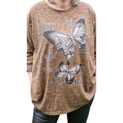 Pullover mit Schmetterlingsdruck und Strasssteinen