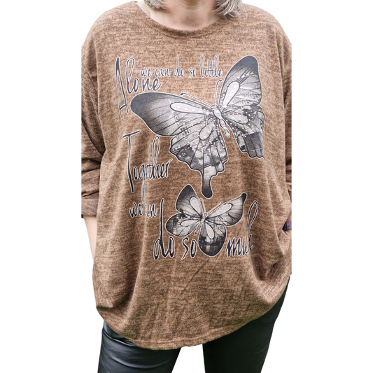 Pullover mit Schmetterlingsdruck und Strasssteinen