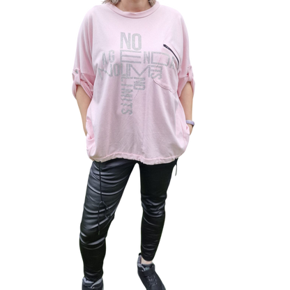 Shirt mit Brusttasche Vokuhila-Schnitt