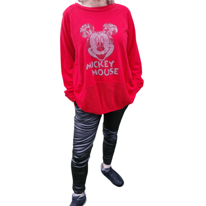 Langarmshirt Vokuhila mit Mickey Mouse