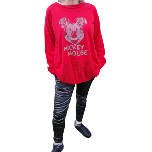 Langarmshirt Vokuhila mit Mickey Mouse