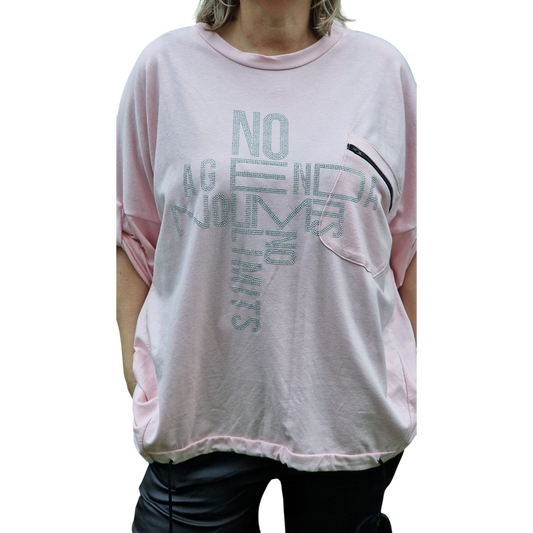 Shirt mit Brusttasche Vokuhila-Schnitt