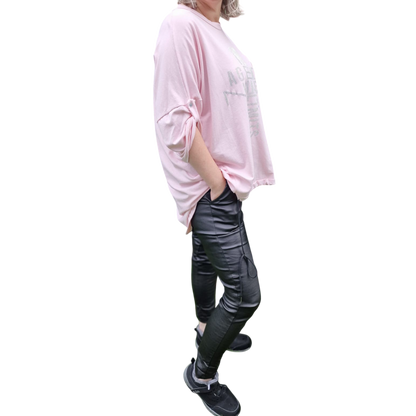Shirt mit Brusttasche Vokuhila-Schnitt