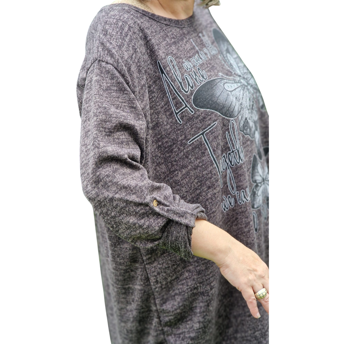 Pullover mit Schmetterlingsdruck und Strasssteinen
