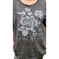 Pullover mit Rosendruck und Strasssteinen