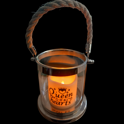 Windlicht mit LED Kerze Queen of all hearts