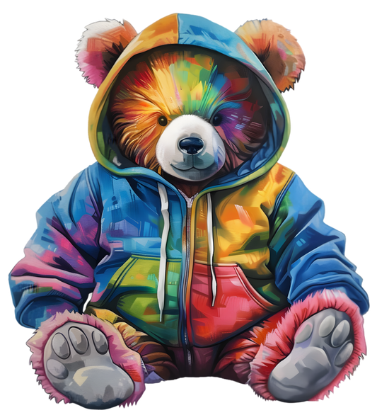 Bügelbild Teddy Regenbogen