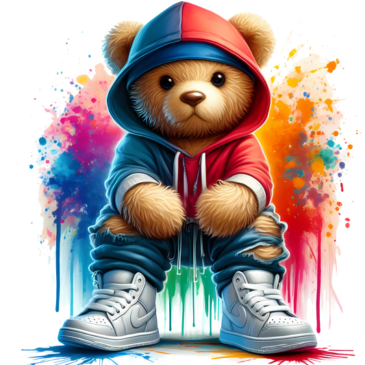 Bügelbild Teddy Hiphop 1
